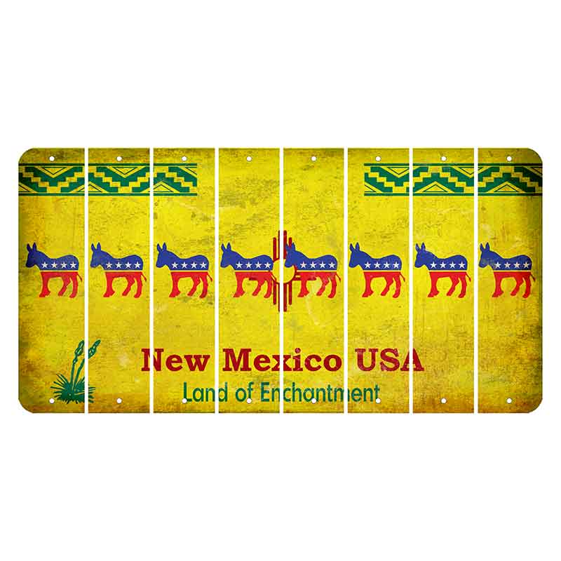 New Mexico USA Yellow Cut License Plate Strips (Set of 8) Democrat