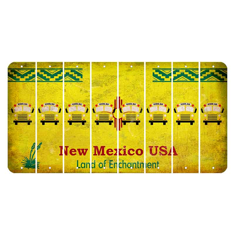 New Mexico USA Yellow Cut License Plate Strips (Set of 8) School Bus