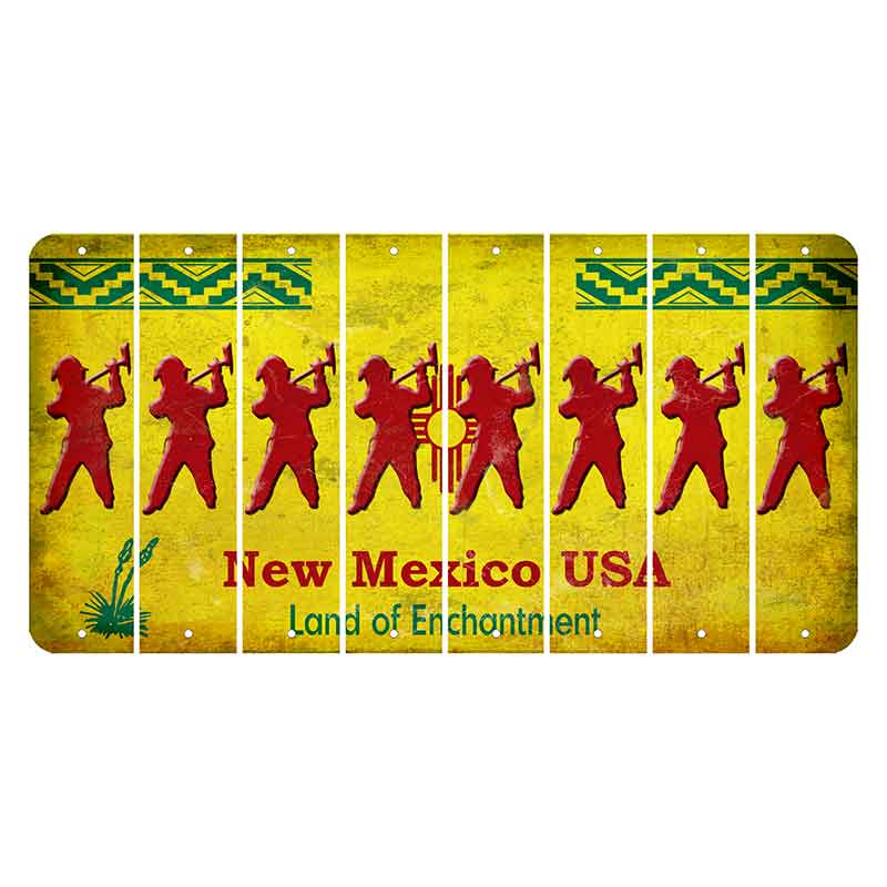 New Mexico USA Yellow Cut License Plate Strips (Set of 8) Fireman with Axe