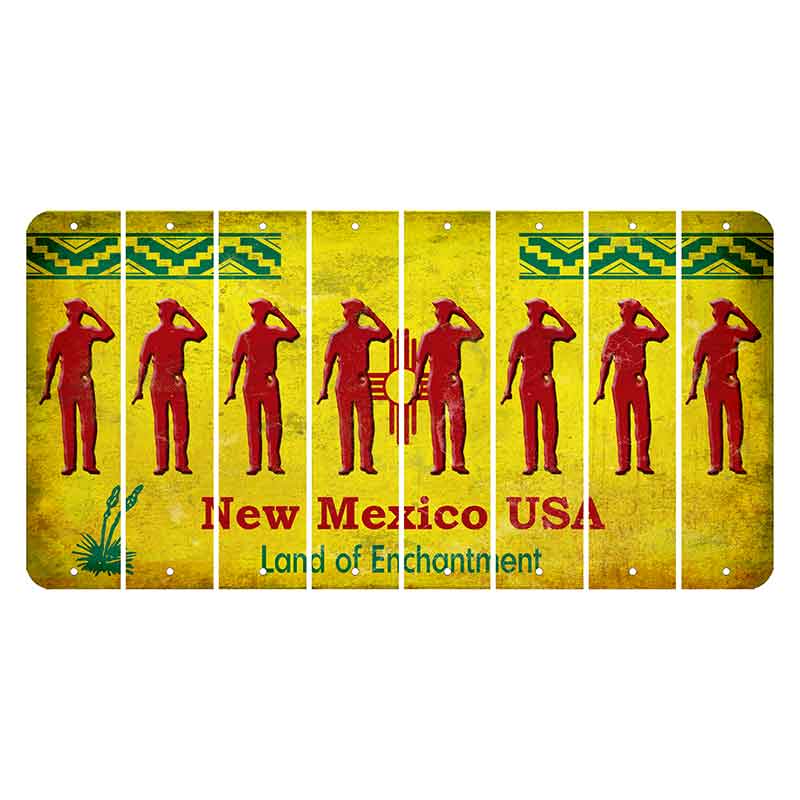 New Mexico USA Yellow Cut License Plate Strips (Set of 8) Police Officer