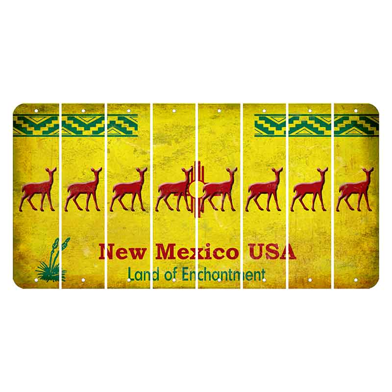 New Mexico USA Yellow Cut License Plate Strips (Set of 8) Doe