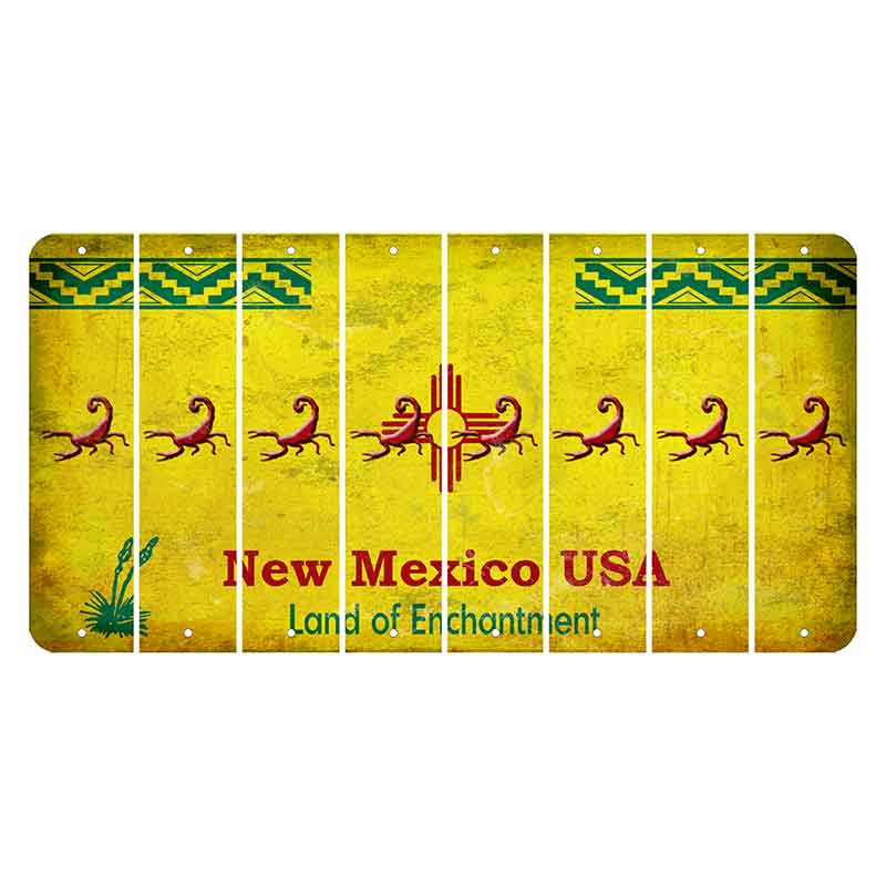 New Mexico USA Yellow Cut License Plate Strips (Set of 8) Scorpion