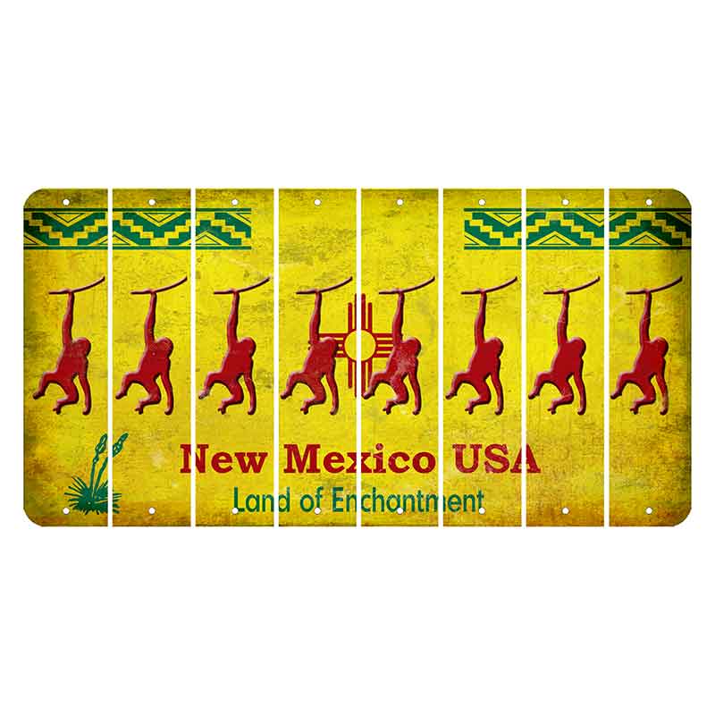 New Mexico USA Yellow Cut License Plate Strips (Set of 8) Monkey