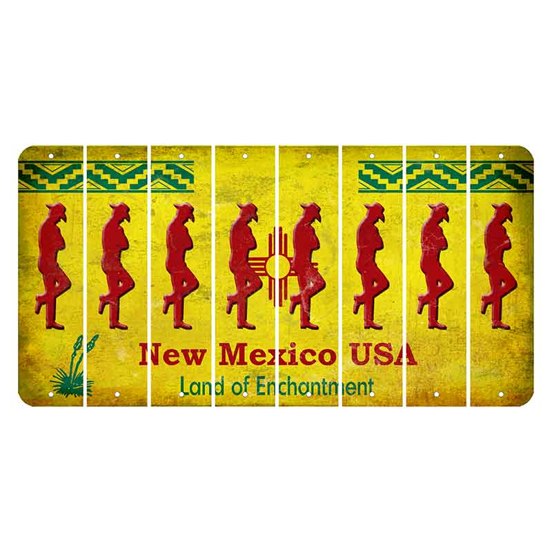 New Mexico USA Yellow Cut License Plate Strips (Set of 8) Cowboy - Leaning