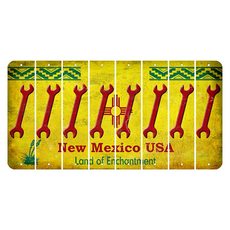 New Mexico USA Yellow Cut License Plate Strips (Set of 8) Wrench