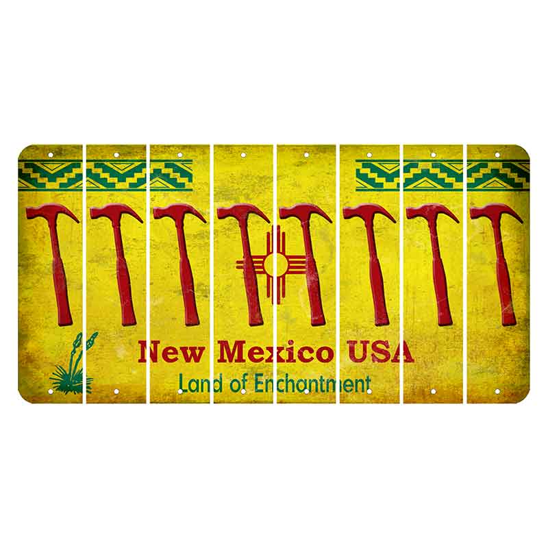 New Mexico USA Yellow Cut License Plate Strips (Set of 8) Hammer