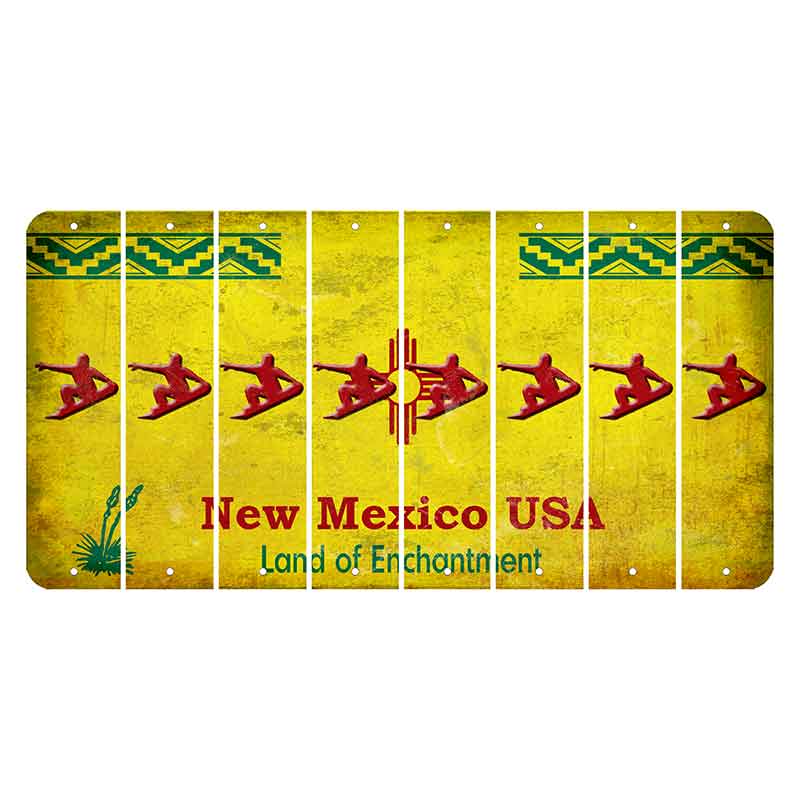 New Mexico USA Yellow Cut License Plate Strips (Set of 8) Snowboarder