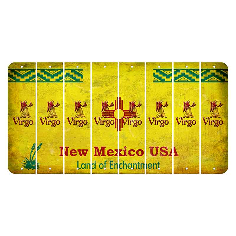 New Mexico USA Yellow Cut License Plate Strips (Set of 8) Zodiac Sign - Virgo