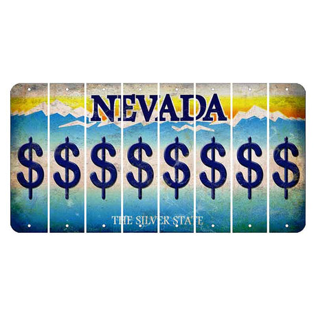 Nevada Silver State Cut License Plate Strips (Set of 8) Dollar Sign