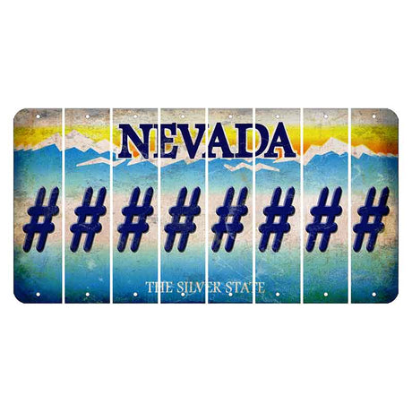 Nevada Silver State Cut License Plate Strips (Set of 8) Hashtag