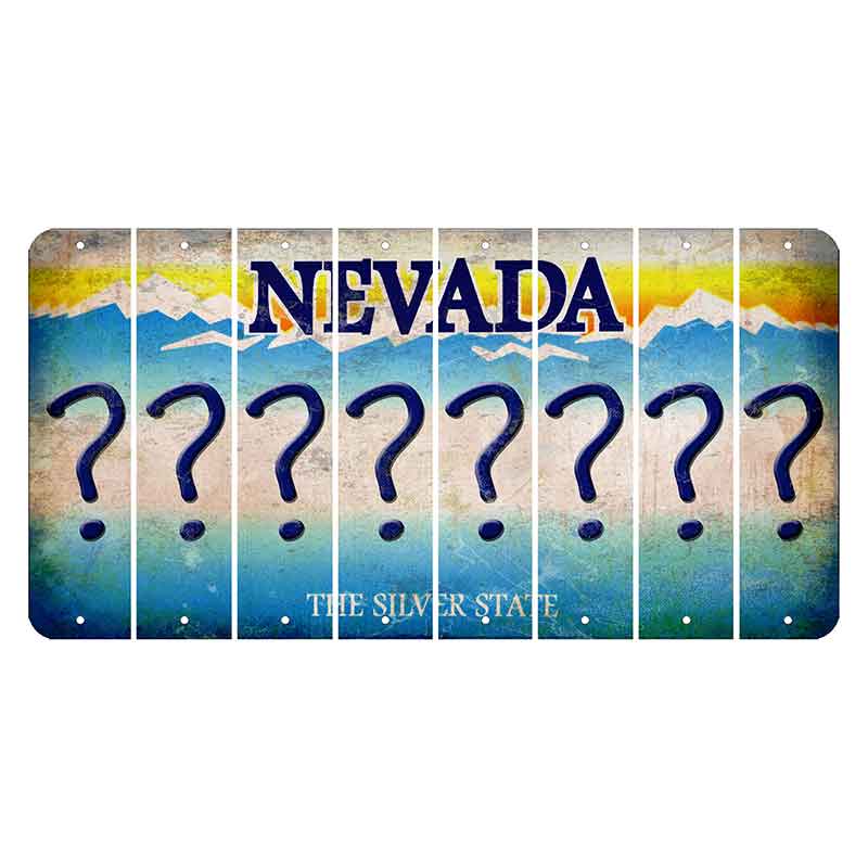 Nevada Silver State Cut License Plate Strips (Set of 8) Question Mark