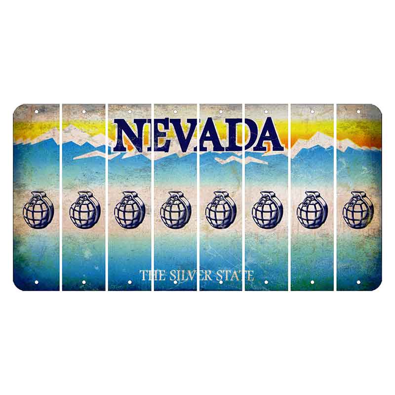 Nevada Silver State Cut License Plate Strips (Set of 8) Grenade