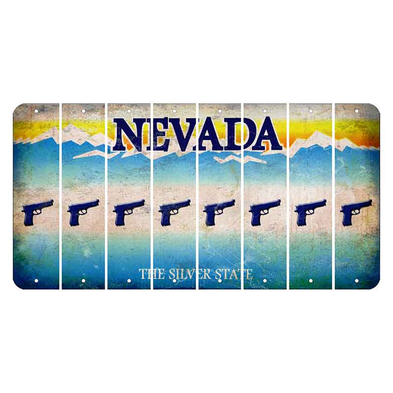 Nevada Silver State Cut License Plate Strips (Set of 8) Handgun