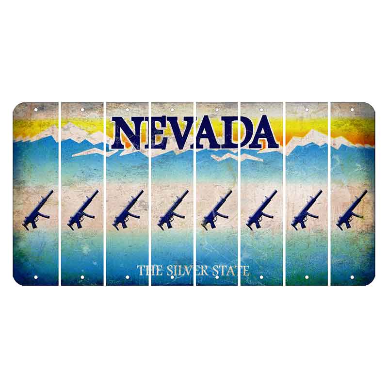 Nevada Silver State Cut License Plate Strips (Set of 8) Submachine Gun