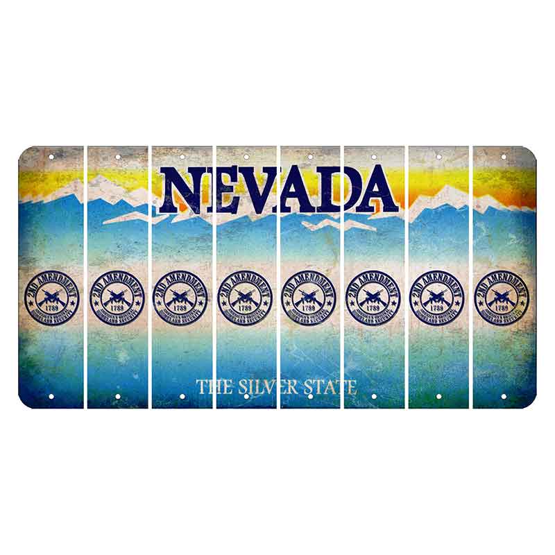 Nevada Silver State Cut License Plate Strips (Set of 8) 2nd Amendment