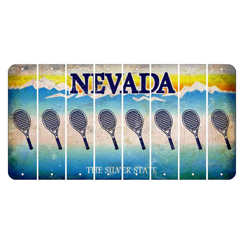 Nevada Silver State Cut License Plate Strips (Set of 8) Tennis Racket