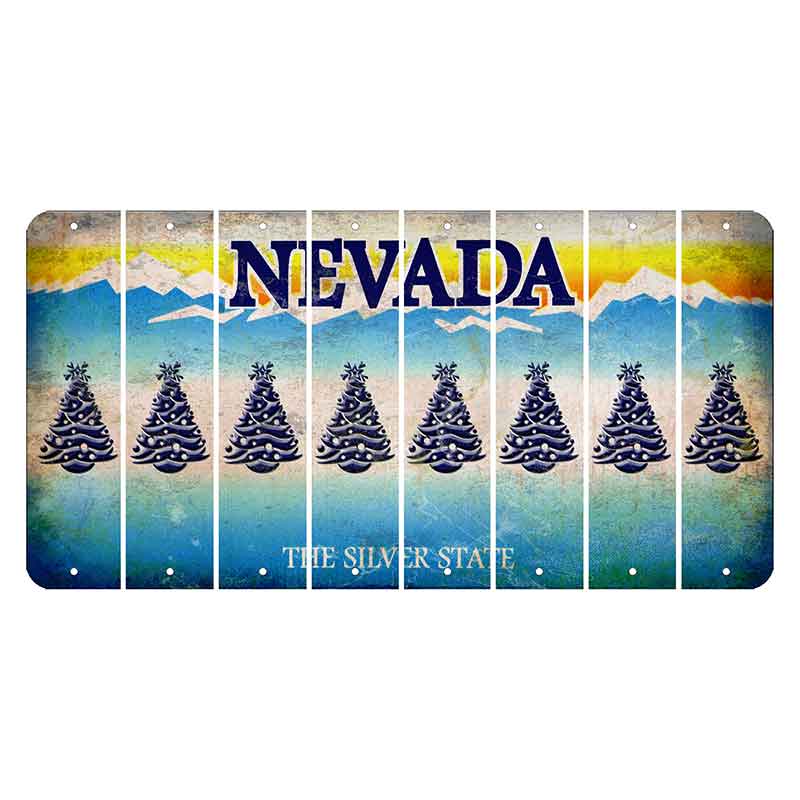 Nevada Silver State Cut License Plate Strips (Set of 8) Christmas Tree