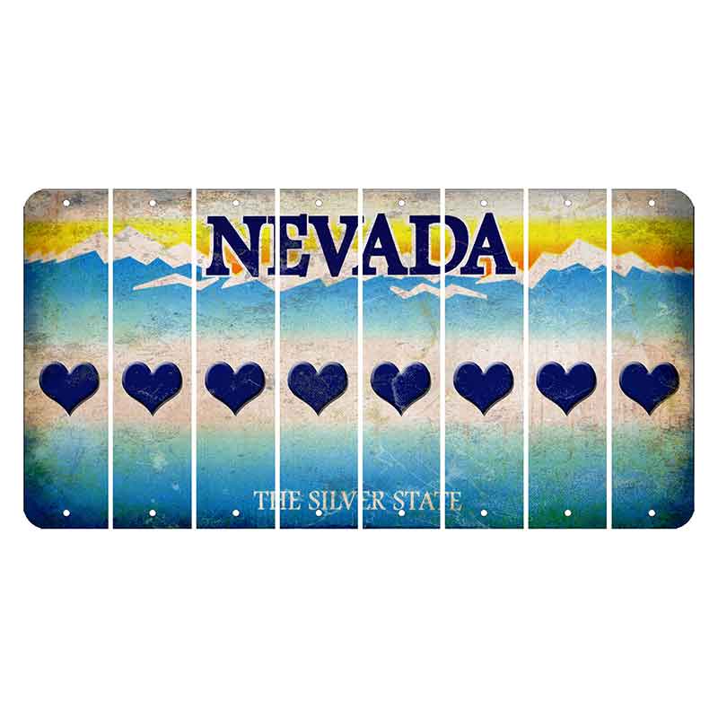 Nevada Silver State Cut License Plate Strips (Set of 8) Heart