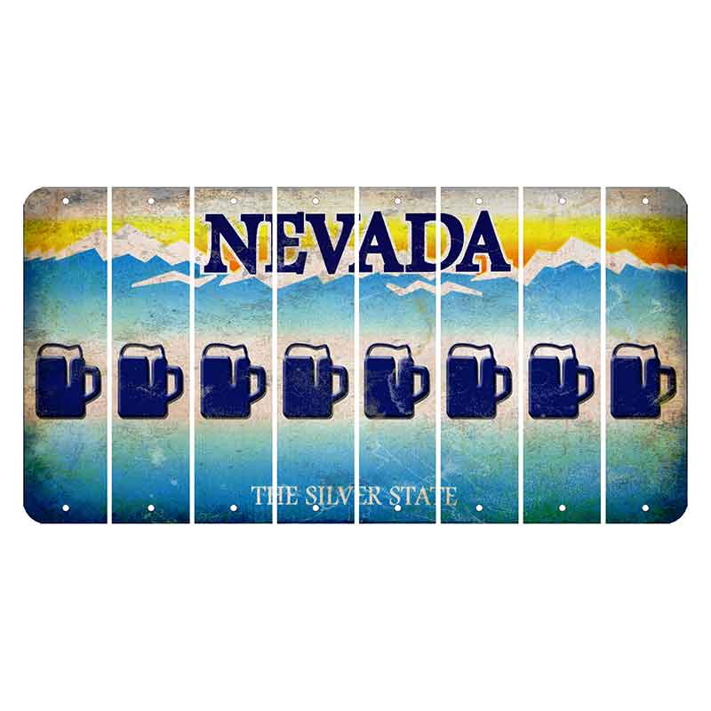 Nevada Silver State Cut License Plate Strips (Set of 8) Beer Mug