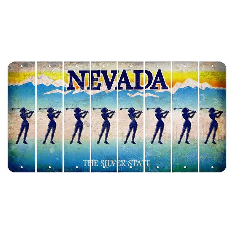 Nevada Silver State Cut License Plate Strips (Set of 8) Female Golfer