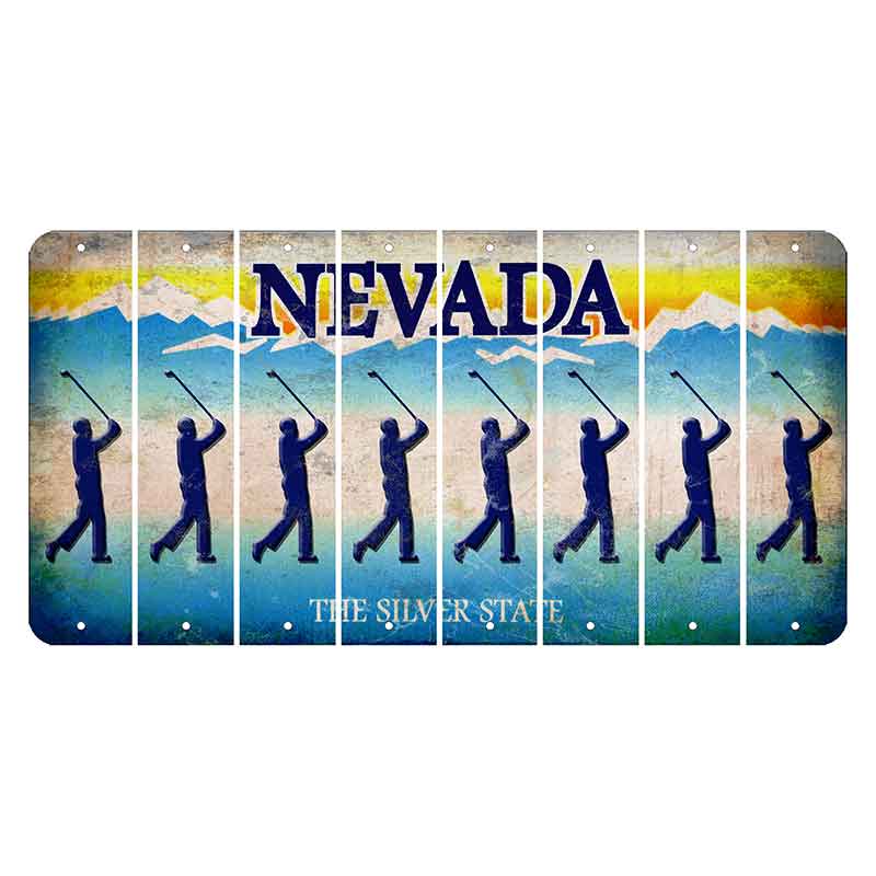 Nevada Silver State Cut License Plate Strips (Set of 8) Male Golfer