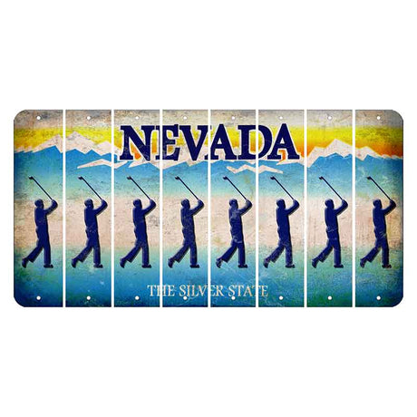 Nevada Silver State Cut License Plate Strips (Set of 8) Male Golfer