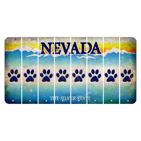 Nevada Silver State Cut License Plate Strips (Set of 8) Dog Paw