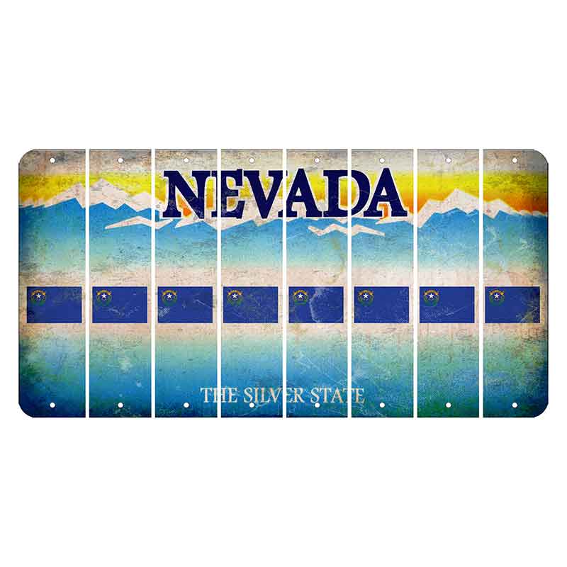 Nevada Silver State Cut License Plate Strips (Set of 8) State Flag