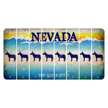 Nevada Silver State Cut License Plate Strips (Set of 8) Donkey