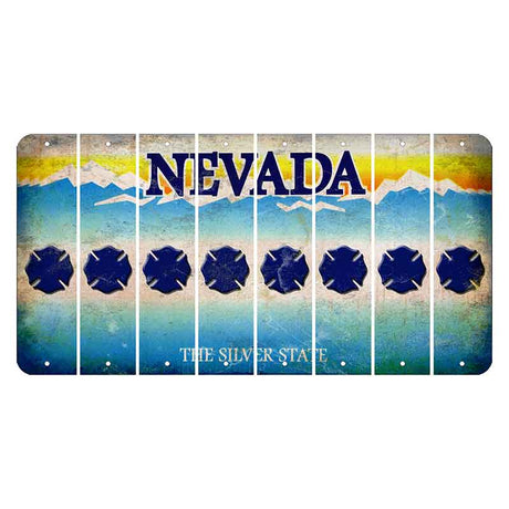 Nevada Silver State Cut License Plate Strips (Set of 8) Fire Badge