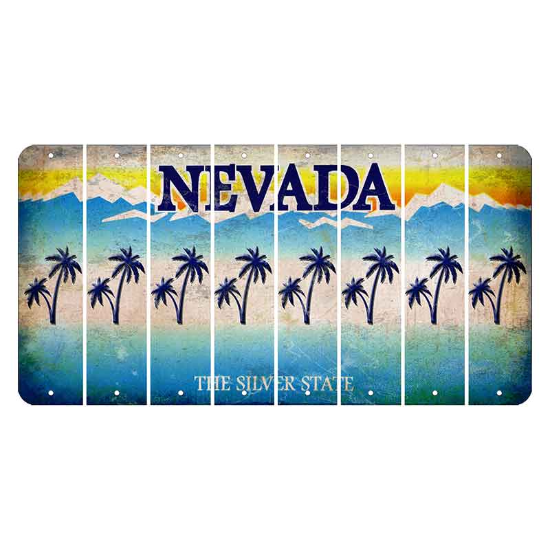 Nevada Silver State Cut License Plate Strips (Set of 8) Palm Trees