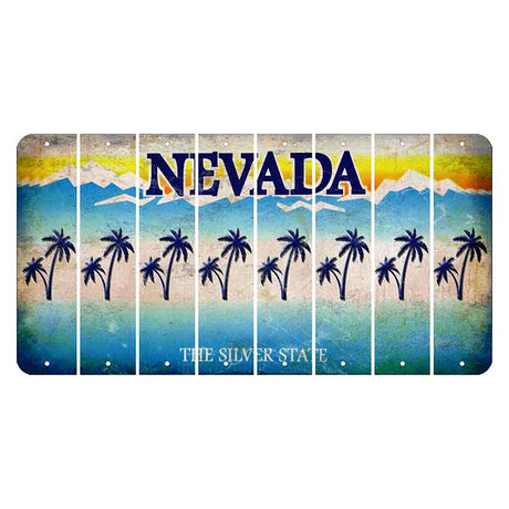 Nevada Silver State Cut License Plate Strips (Set of 8) Palm Trees