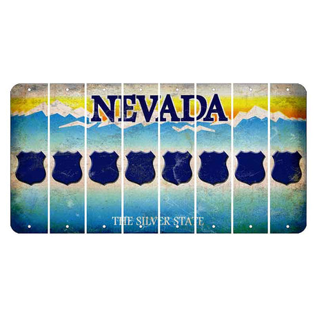 Nevada Silver State Cut License Plate Strips (Set of 8) Police Badge