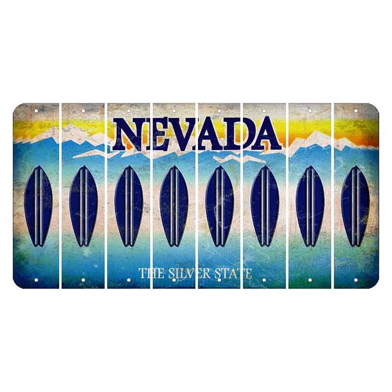 Nevada Silver State Cut License Plate Strips (Set of 8) Surfboard