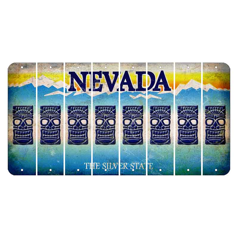 Nevada Silver State Cut License Plate Strips (Set of 8) Tiki