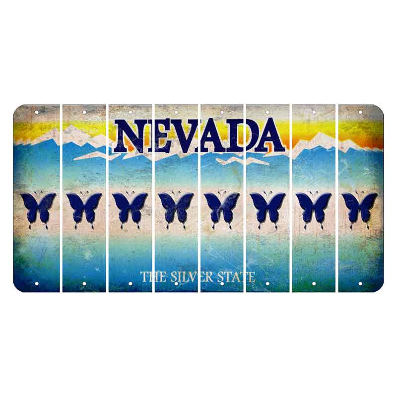 Nevada Silver State Cut License Plate Strips (Set of 8) Butterfly