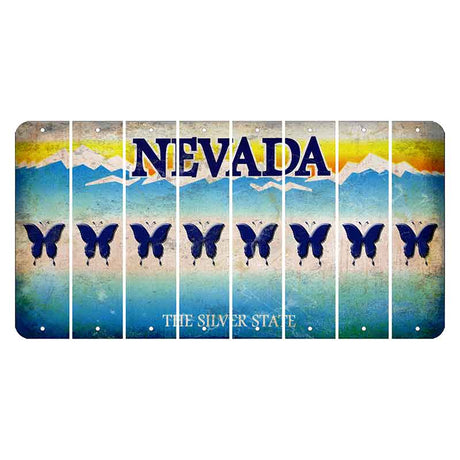 Nevada Silver State Cut License Plate Strips (Set of 8) Butterfly