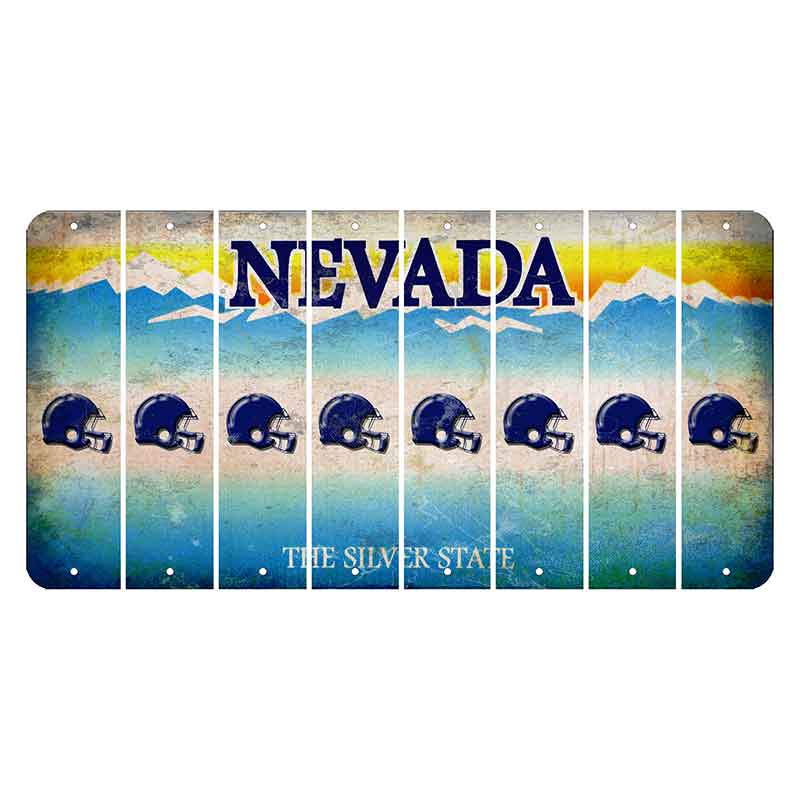 Nevada Silver State Cut License Plate Strips (Set of 8) Football Helmet