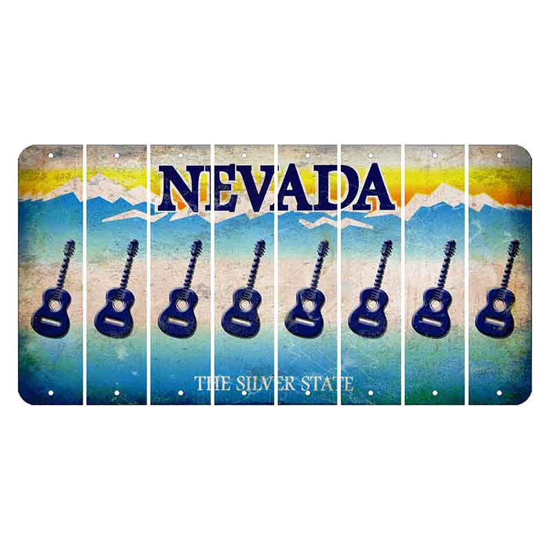 Nevada Silver State Cut License Plate Strips (Set of 8) Guitar