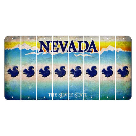 Nevada Silver State Cut License Plate Strips (Set of 8) Squirrel