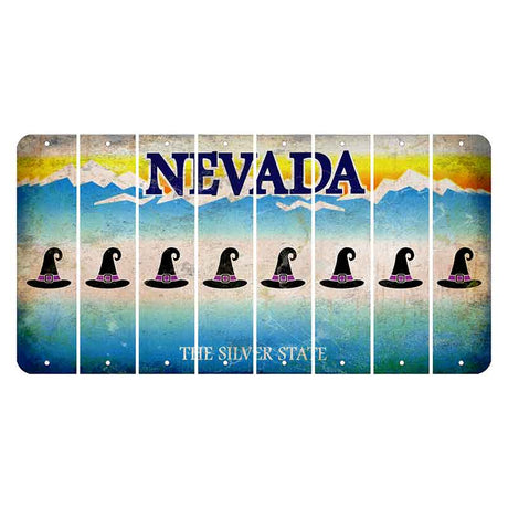 Nevada Silver State Cut License Plate Strips (Set of 8) Witches Hat