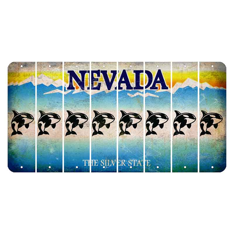 Nevada Silver State Cut License Plate Strips (Set of 8) Whale