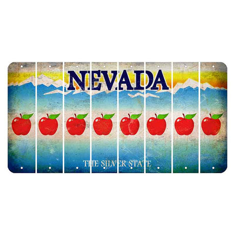 Nevada Silver State Cut License Plate Strips (Set of 8) Apple