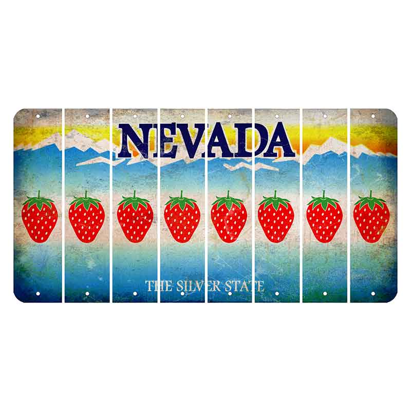 Nevada Silver State Cut License Plate Strips (Set of 8) Strawberry