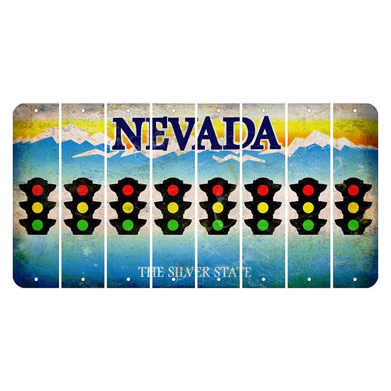 Nevada Silver State Cut License Plate Strips (Set of 8) Traffic Light