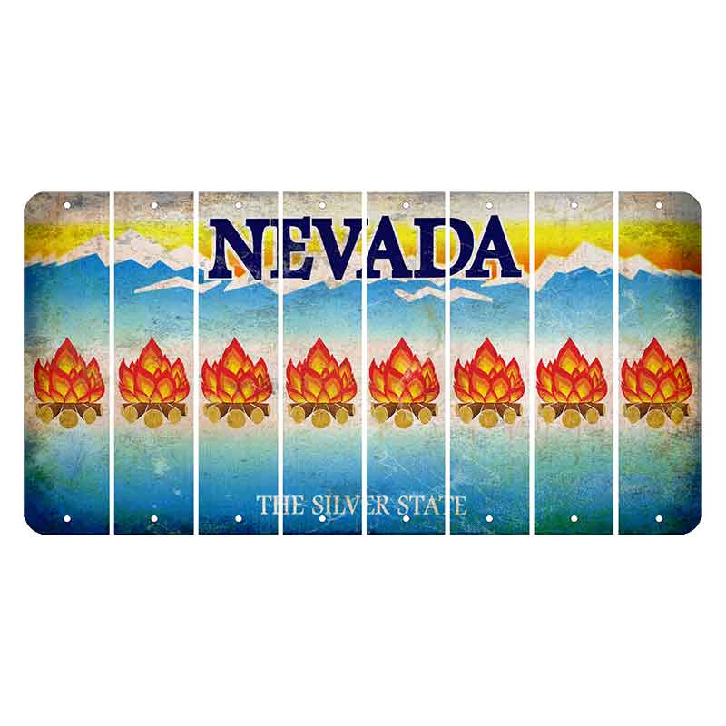 Nevada Silver State Cut License Plate Strips (Set of 8) Campfire