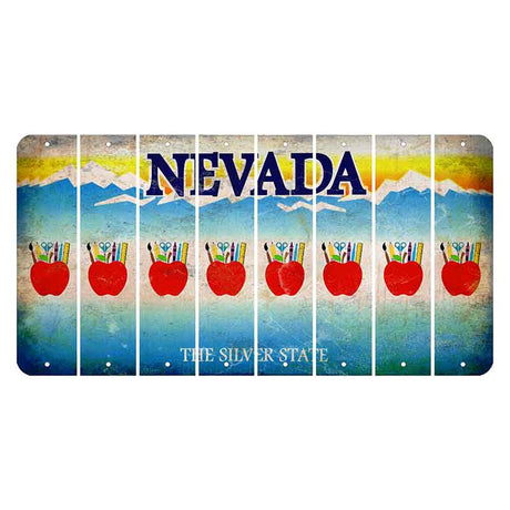 Nevada Silver State Cut License Plate Strips (Set of 8) Teacher Apple