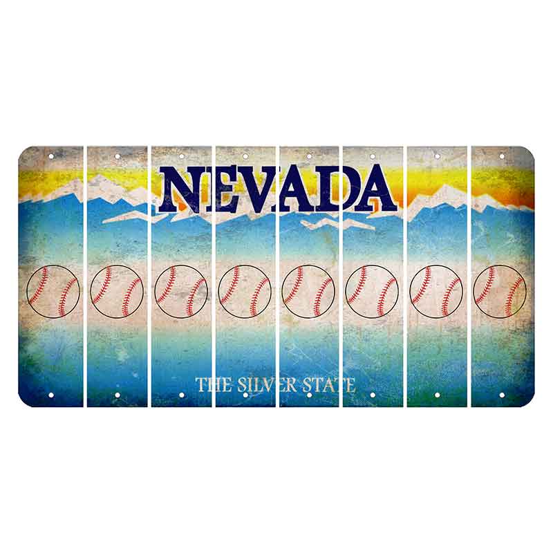 Nevada Silver State Cut License Plate Strips (Set of 8) Baseball