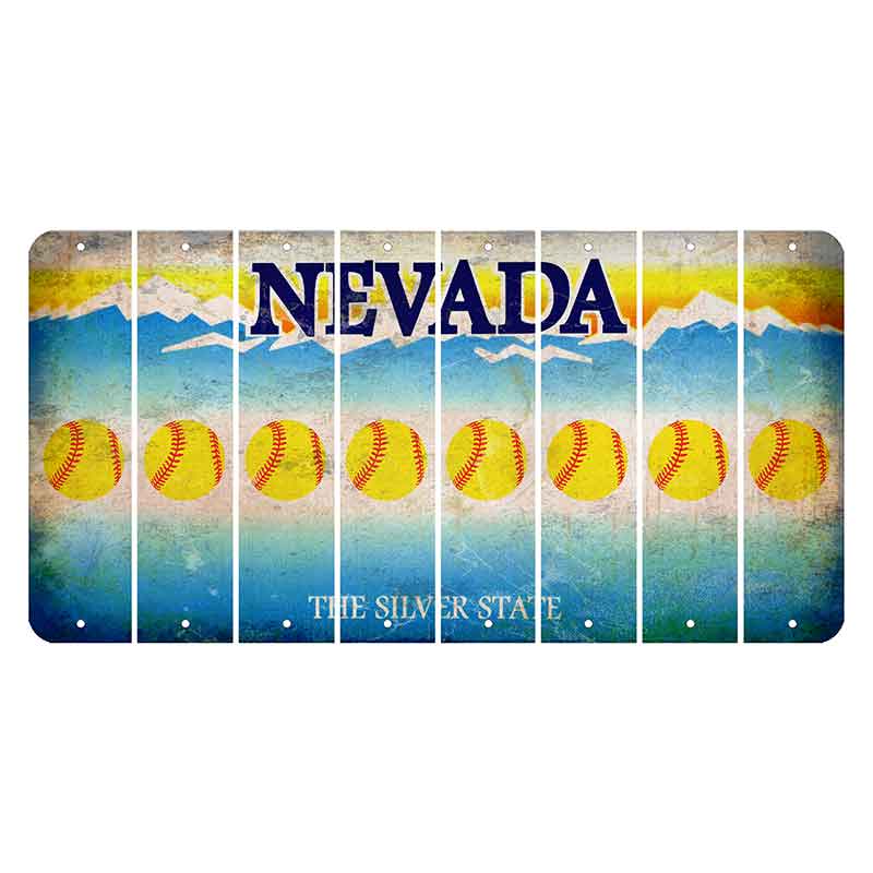 Nevada Silver State Cut License Plate Strips (Set of 8) Softball