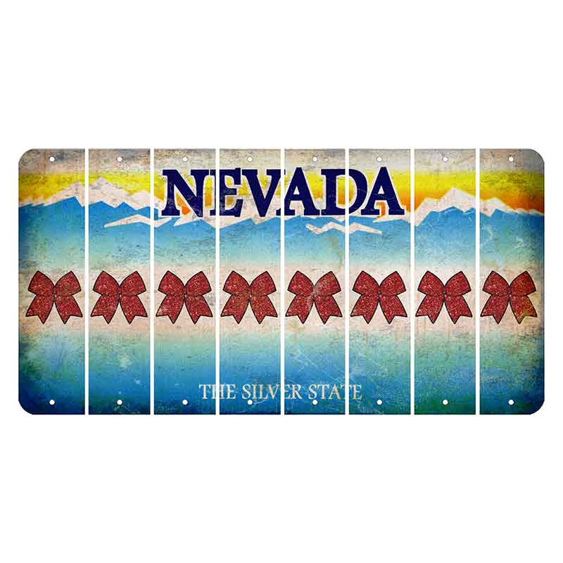 Nevada Silver State Cut License Plate Strips (Set of 8) Cheer Bow